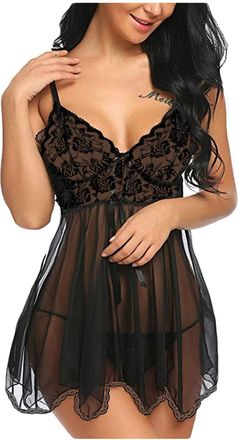 Generic Sexy Lace Lingerie Set for Women UK Sale Clearance,Mesh Chemise Nighties Teddy Babydolls Underwear See Through Bodysuit Negligee Sleepwear Nightwear N