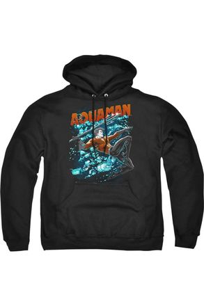 Gildan Justice League of America Aquaman Bubbles Adult Pull Over Hoodie / Hooded Sweatshirt