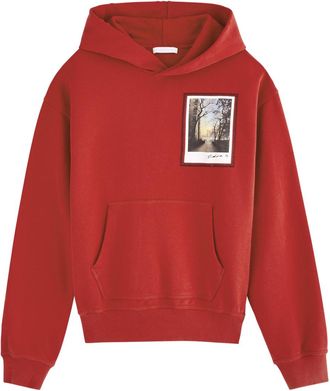 Helmut Lang Postcard Printed Hooded Cotton Sweatshirt - Red - S