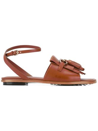 Tod's platte sandalen met franjes - Bruin