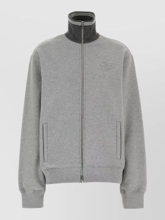 Miu Miu cotton oversize sweatshirt high collar ribbed