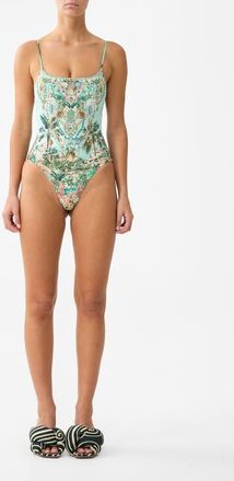 Camilla Straight Neck One Piece W Back Strap Detail in Balearic Beb&eacute; at Nordstrom, Size X-Large Au