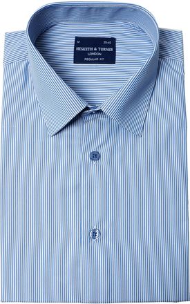Generic Mens Short Sleeve Casual/Formal Striped Shirts by Hesketh and Turner (2284) (as8, Alpha, xx_l, Regular, Regular, Navy and White)