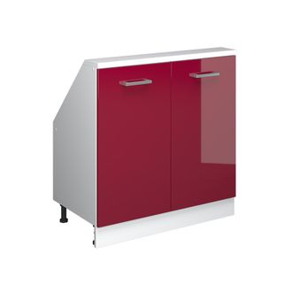 Vicco Armario De Cocina Para Techo Inclinado R-line, Rojo Brillo Intenso/blanco, 80 Cm Con 2 Puertas, Vicco