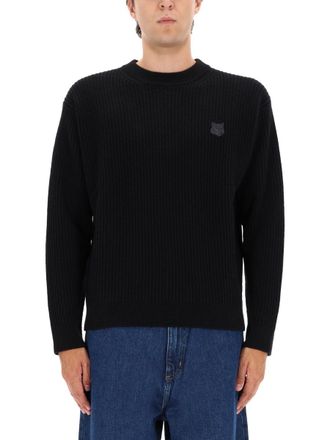 Maison Kitsuné Ribbed Knit With Fox Patch-Uomo