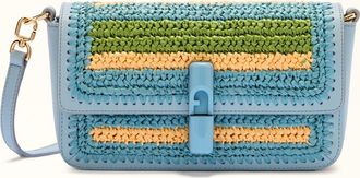 Furla Iride Crossbody S Toni Carta Da Zucchero Multicolour Crochet Stripes Fabric + Sidney Calf Leather Woman