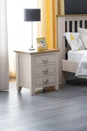Julian Bowen Richmond 3 Drawer Bedside Table in Light Grey