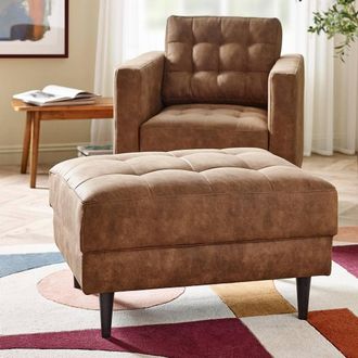 Furniturebox Jade Modern Faux Leather Footstool in Tan