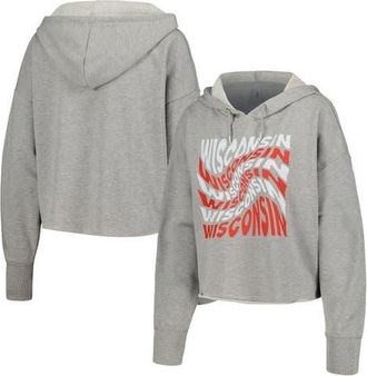 ZooZatZ Womens ZooZatz Gray Wisconsin Badgers Swirl Cropped Pullover Hoodie at Nordstrom, Size Medium
