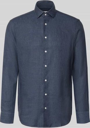 Christian Berg Regular Fit Leinenhemd mit Kentkragen in Jeansblau, Gr&ouml;&szlig;e 37/38