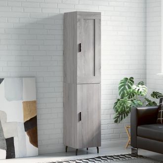 vidaXL Aparador Alto Madera Contrachapada Gris Sonoma 34,5x34x180 Cm Vidaxl