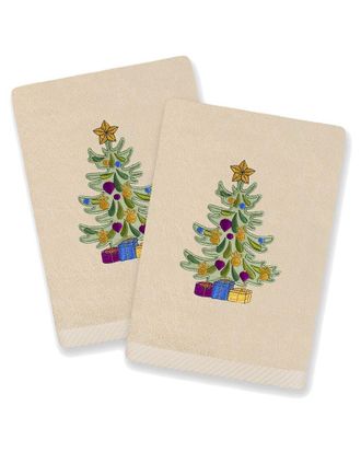 Linum Home Textiles Christmas Presents - Embroidered Luxury Set Of 2 Turkish Cotton Hand Towels