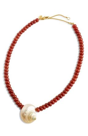 Madewell Shell Beaded Choker Necklace in Antique Gold/Red at Nordstrom