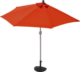 Hhg Nunca Usado] Sombrilla De Media Ca&ntilde;a Parla, Sombrilla De Balc&oacute;n, Poli&eacute;ster/aluminio Uv 50+ 3kg, 300cm Terracota Con Soporte