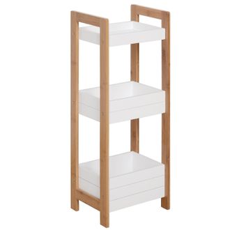 OEM Estanter&iacute;a De Ba&ntilde;o Con 3 Estantes Organizador De Almacenaje Bamb&uacute; Para Cocina Sala De Estar Lavadero 27,5x20,8x74 Cm Color Blanco Y Natural