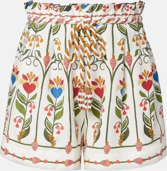 Farm Rio Shorts in lino e cotone con ricamo