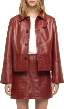Zadig&Voltaire Lessa Leather Jacket in Cherry at Nordstrom, Size X-Small