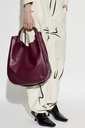 Moschino Leather Handbag, Womens, Burgundy