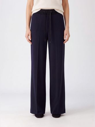 Elisabetta Franchi Pantaloni jogging wide leg in maglia di viscosa con coulisse