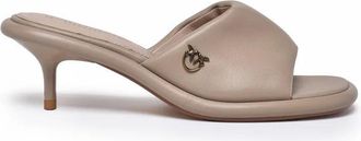 Pinko Leather Mules Sandals - Beige