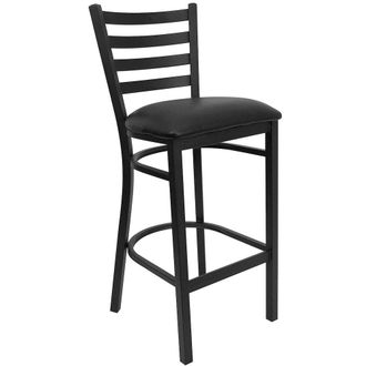 Flash Furniture Black Ladder Back Metal Restaurant Barstool - Black Vinyl Seat