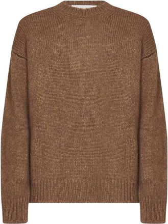 Roberto Collina Girocollo ML Comfort Fit - Heren - Ronde hals truien - Bruin - 2XL - Truien & Vesten