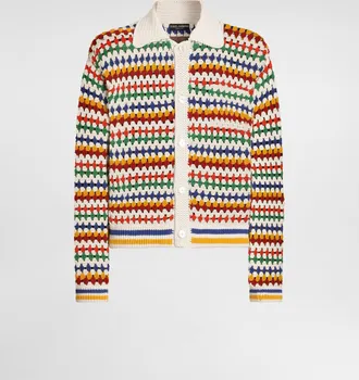 Dolce & Gabbana Crochet Bomber Jacket - Man Sweaters And Cardigans Multicolor Xs