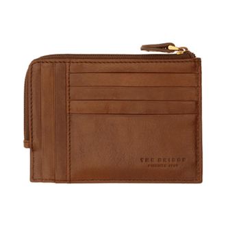 The Bridge Kaarthouder met rits - Heren - Accessoires - Bruin - Maat: ONE Size Leer