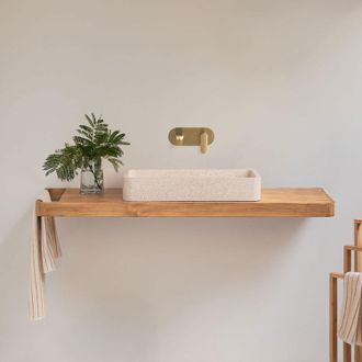 Sklum Conjunto De Mueble De Ba&ntilde;o 130x45 Cm Suspendido En Madera De Teca Neill Sklum