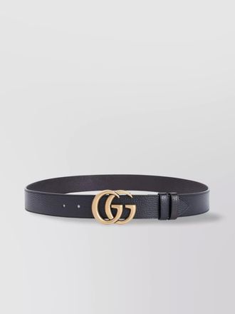 Gucci adjustable grained leather belt with double loops