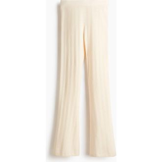 H&M Pointelle-knit Viscose-blend Trousers in Light Beige at Nordstrom, Size X-Small