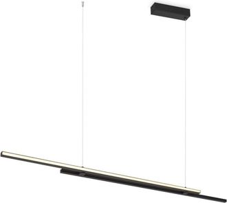 Maytoni Maytoni Halo Lámpara de techo colgante moderna de barra de 150 cm, color negro, 1100 lm, pantalla blanca
