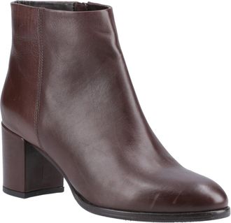 Hush Puppies Claridy Leather WoMens Brown Heeled Ankle Boots - Size UK 7