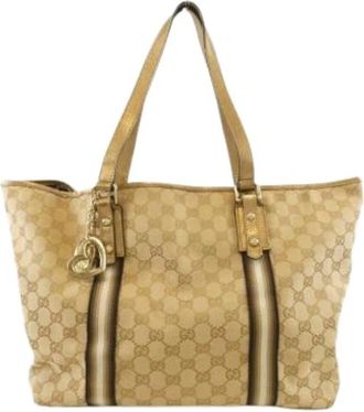 Gucci Pre-owned Tote Bags, female, Beige, Size: ONE SIZE Pre-owned GG Canvas Tote