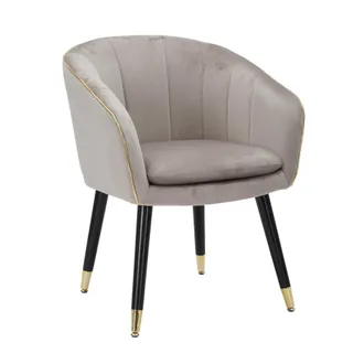 Dmora Poltrona Caqui, Silla Con Brazos, Estructura De Tela, Estructura Dorada, 62x58x78h Cm Gris