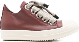 Rick Owens leather lace-up sneakers - Red