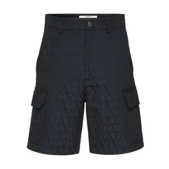 Valentino Casual Shorts, male, Black, Size: S Blue Bermuda Shorts Iconographe Aw24