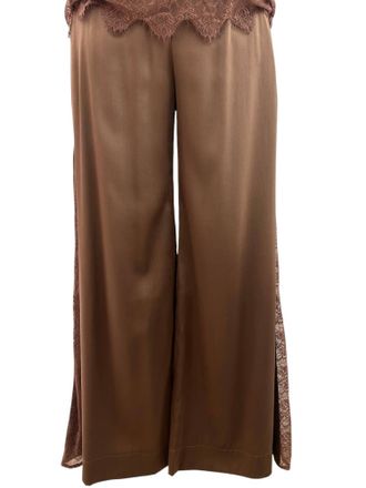 Max & Moi Womens Brya Silk & Lace Trousers In Cocoa
