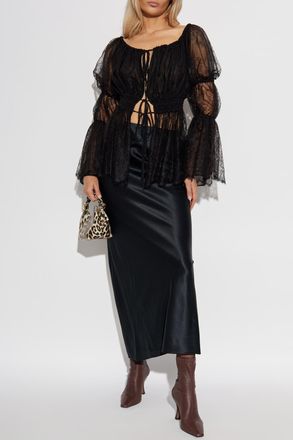 Blumarine Lace Top With Long Sleeves, Womens, Black