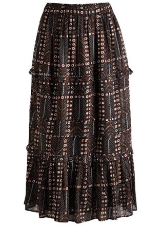 Isabel Marant Isabel Marant &eacute;toile Diya Printed Cotton Midi Skirt - Black - 40 (UK12 / M)
