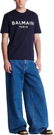Balmain Printed cotton T-shirt in Navy at Nordstrom, Size Xxx-Large