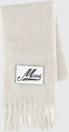 Marni Sciarpa in misto lana dalpaca con logo applicato e bordi sfrangiati