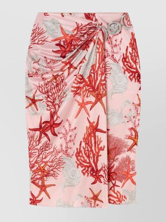 Versace printed gathered wrap midi skirt