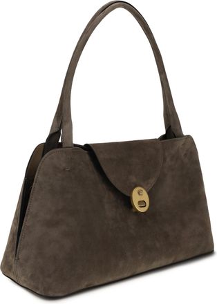 Versace Womens Medium Vivian Shoulder Bag Taupe Gold Calf Leather Bos Taurus