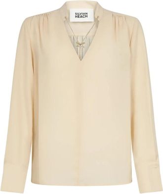 Silvian Heach Dathio Blouse - Dames - Blouses - Beige - 2XS - Polyester - Overhemden