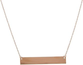 Italian Gold, Inc 10K Rose Gold 1-1/2 Inch Polished Engravable Bar Necklace