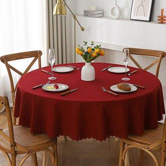 No Brand Mantel Redondo De 120 Cm De Di&aacute;metro, Resistente Y Duradero, De Tela Lavable, Ideal Para Buf&eacute;s, Fiestas, Cenas, Bodas Y Baby Showers (color Burdeos)