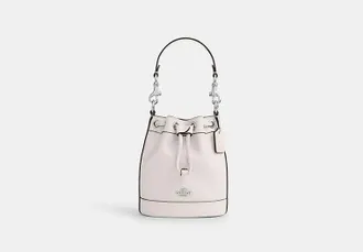 Coach Womens Mini Bucket Bag in White | Leather