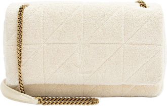 Saint Laurent Beige Leather& Terry Cloth Jamie Medium Shoulder Bag (Authentic Pre-Loved)