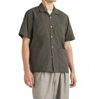 Universal Works Dwight Short Sleeve Overshirt In Olive